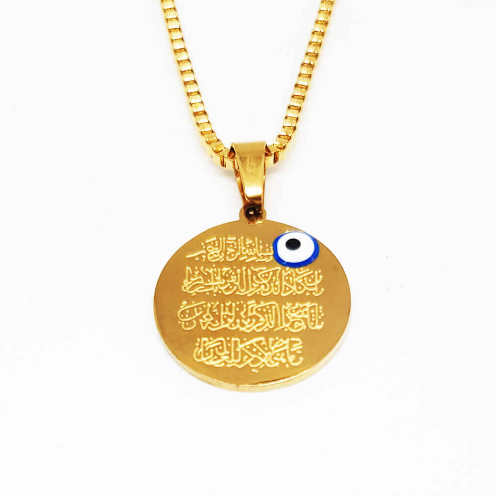 Collier islamique Wan Yakad en acier avec pendentif cercle