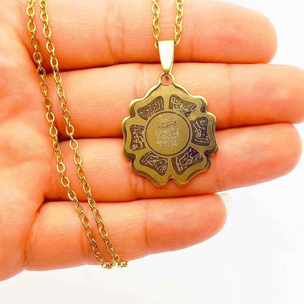 Collier islamique Wan Yakad en acier avec pendentif fleur