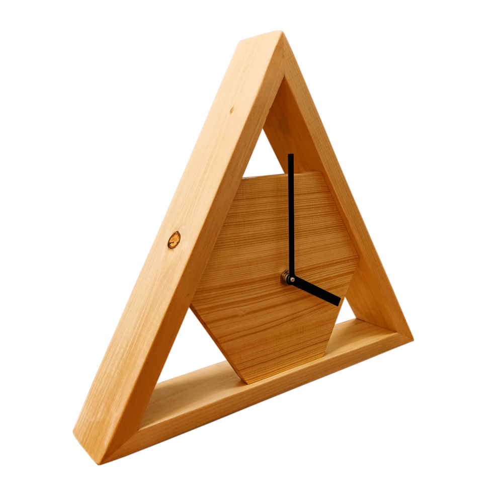 Horloge de Bureau en Bois Moderne – Modèle Triangle