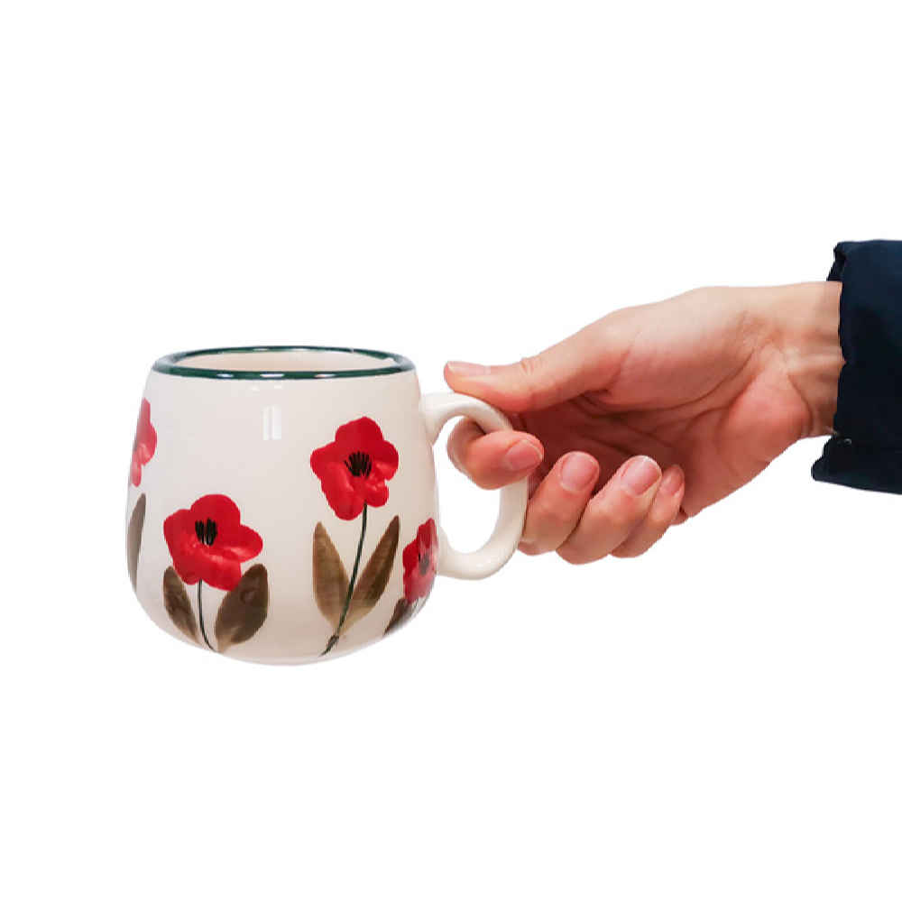 Tasse en céramique artistique – À la main, avec motif de fleurs