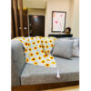Plaid au Crochet pour Canapé et Lit Motif Bohème à Carreaux Tournesol