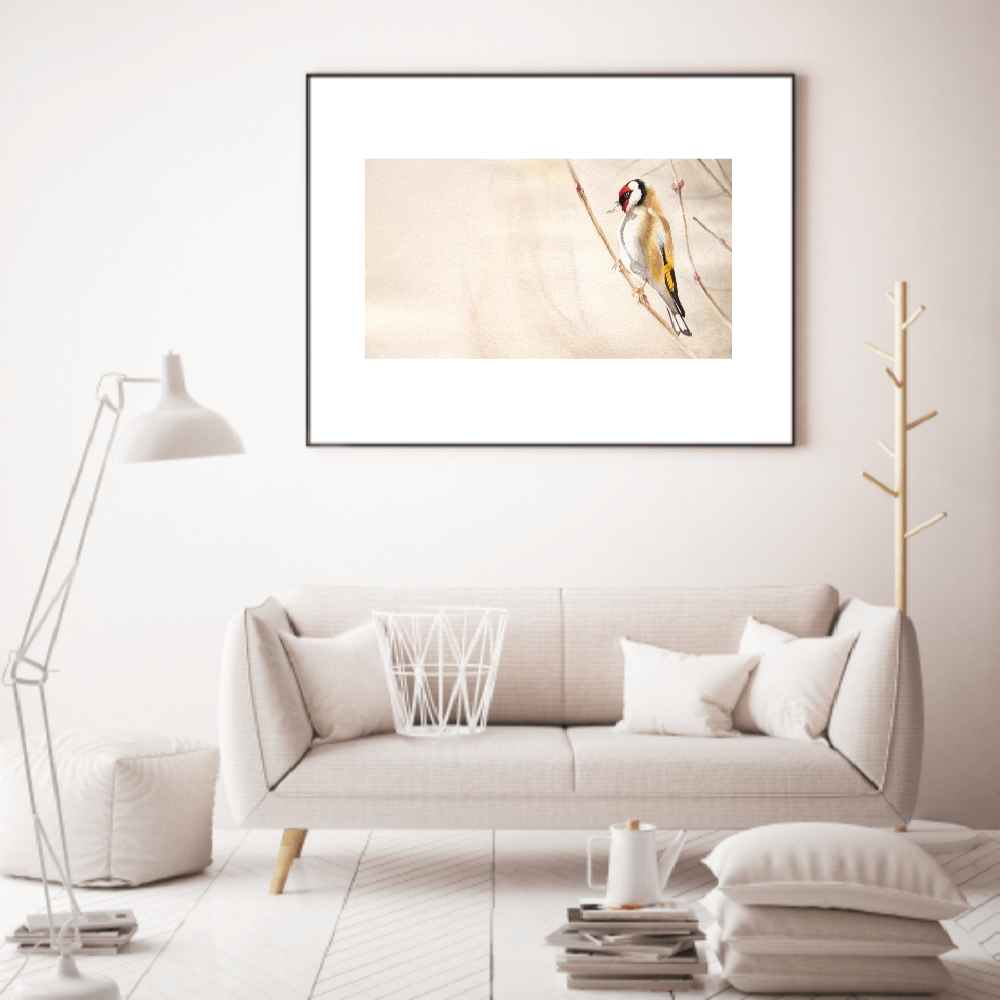 Peinture d’art réaliste originale : Huile sur carton, oiseau