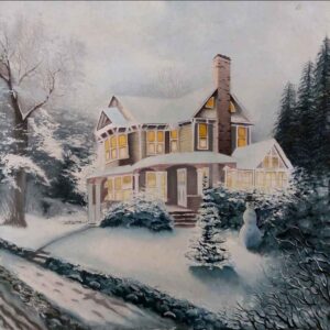 Peinture réaliste originale : Huile sur toile, hiver par Ebrahim Shirian