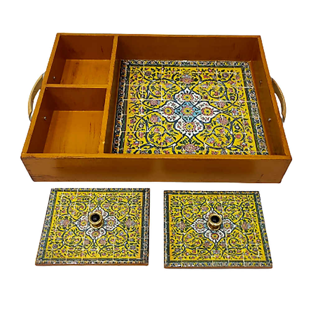 Plateau en bois persan – Darya | Parfait pour servir le thé ou un repas léger