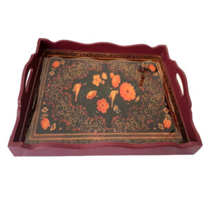 Plateau en bois Floral – Style artistique persan pour le service