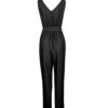 Combinaison noire avec ceinture latérale pour femmes Tina