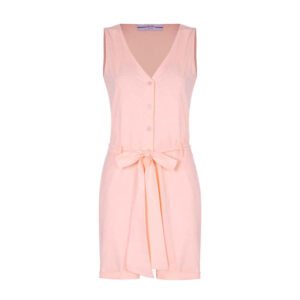 Rompers en salopette pour femmes roses à jambes courtes et ceinture latérale Elaheh