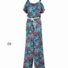 Combinaison fleurie avec ceinture latérale pour femmes Paradise