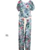 Combinaison fleurie avec ceinture latérale pour femmes Paradise