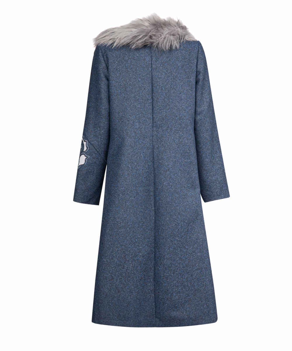 Manteau Croisé en Laine pour Femmes avec Col en Fourrure – Élégant & Chaud