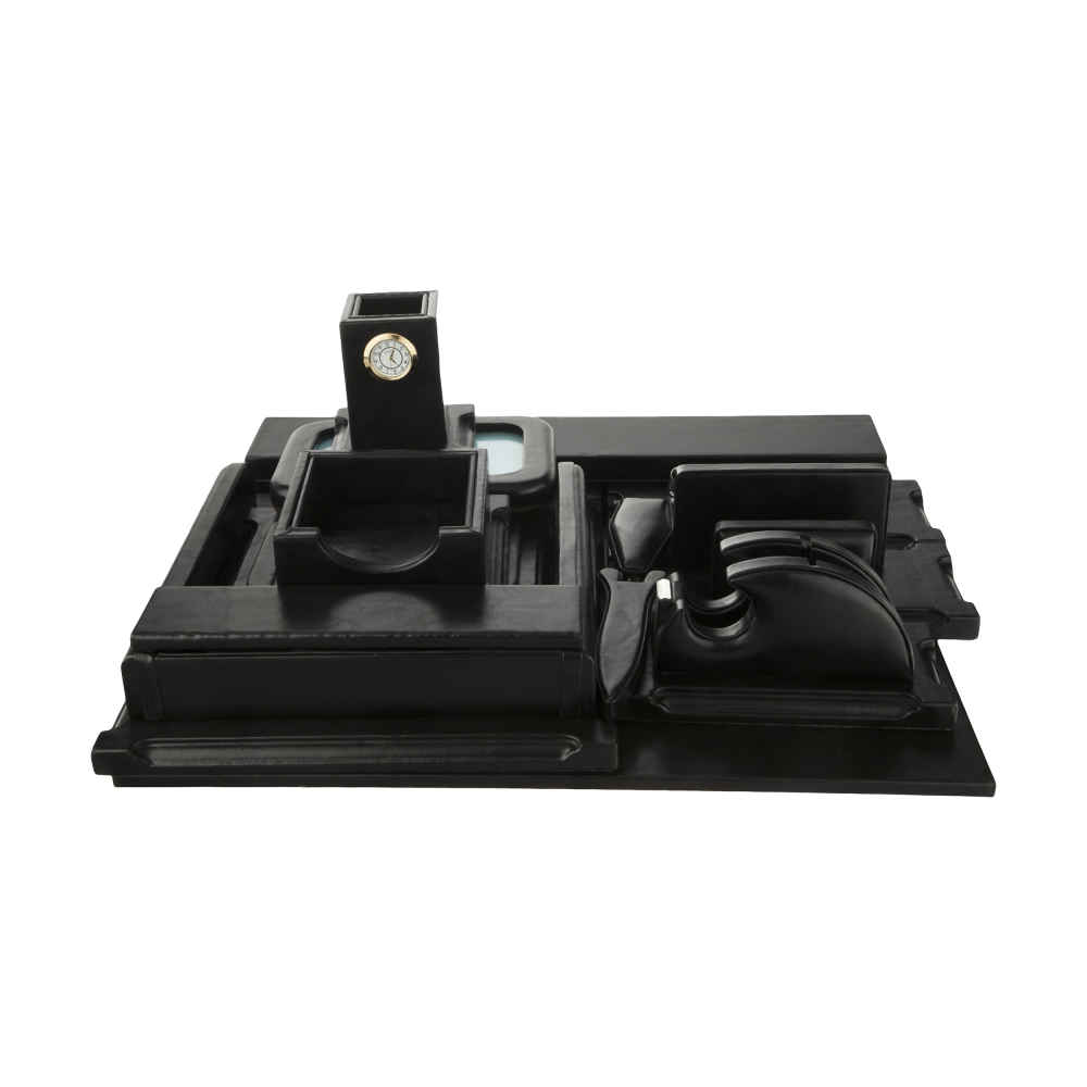 Accessoires organiseur de bureau en cuir noir – 10 pièces