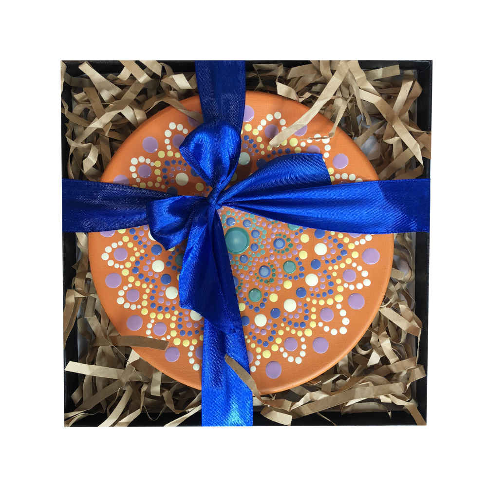 Assiette Décorative en Céramique Peinte à la Main Art Pointillé Donya