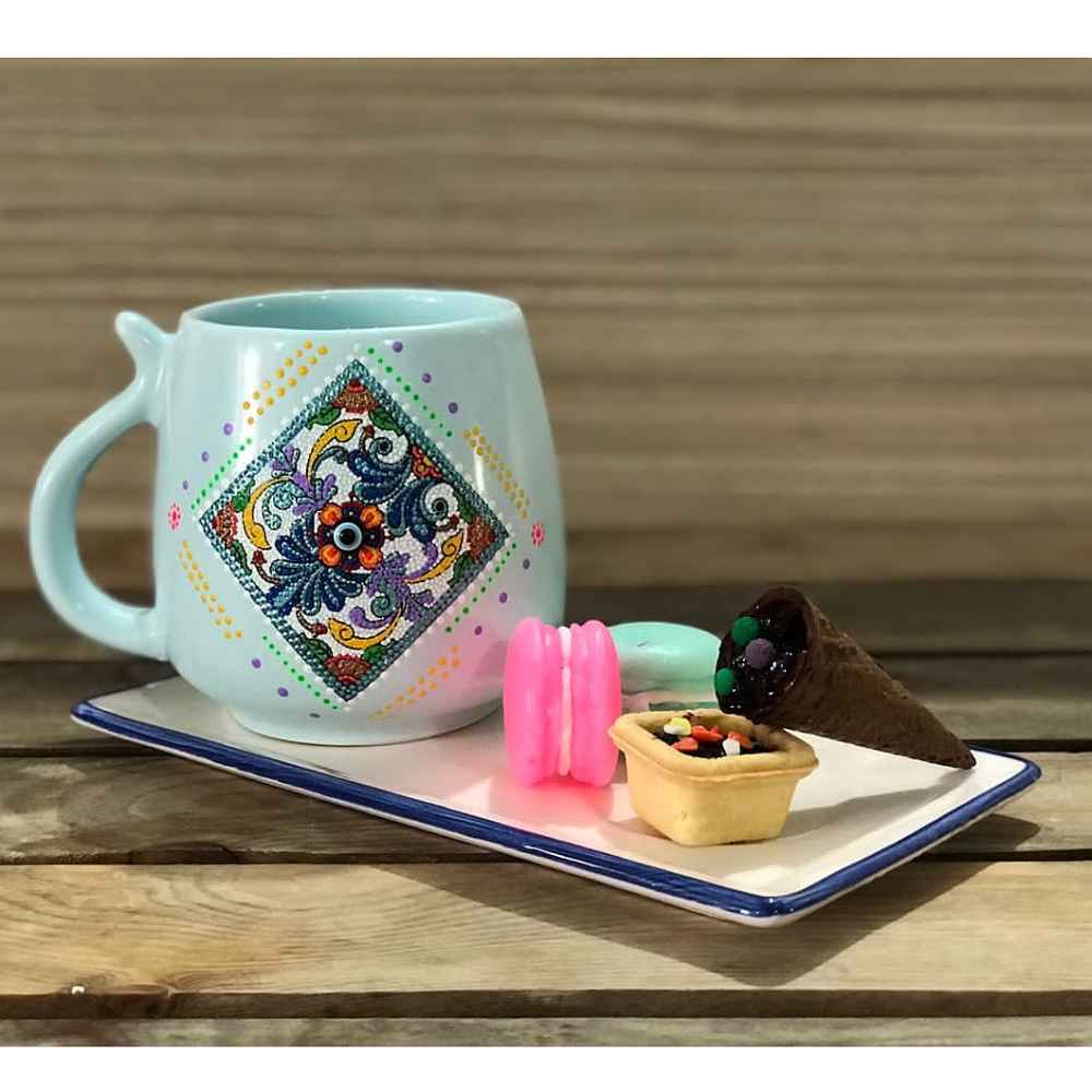 Tasse en céramique artisanale – Motif Dot Art, modèle Romina