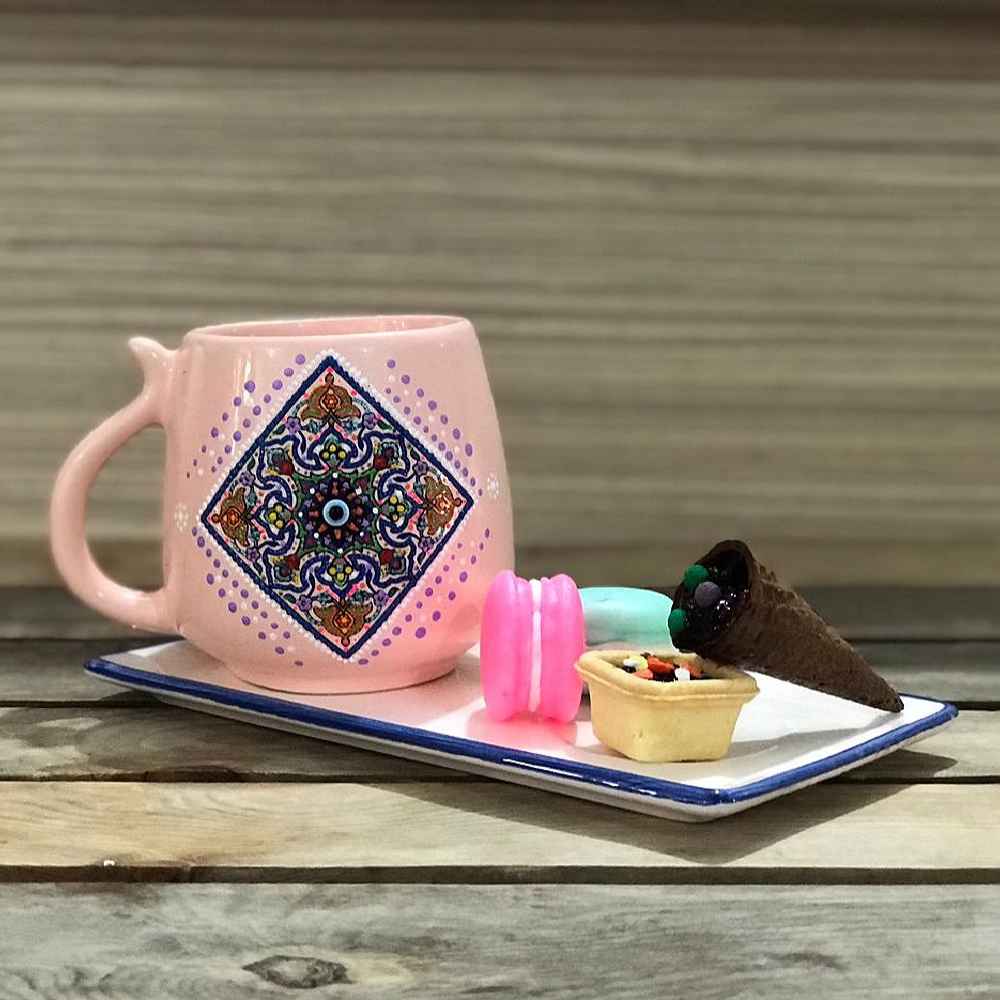 Tasse en céramique artisanale – Motif Dot Art, modèle Taha