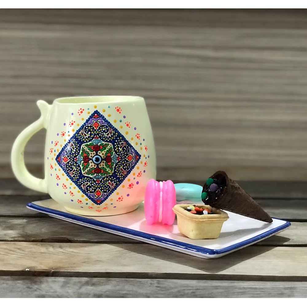 Tasse en céramique artisanale – Motif Dot Art, modèle Taraneh