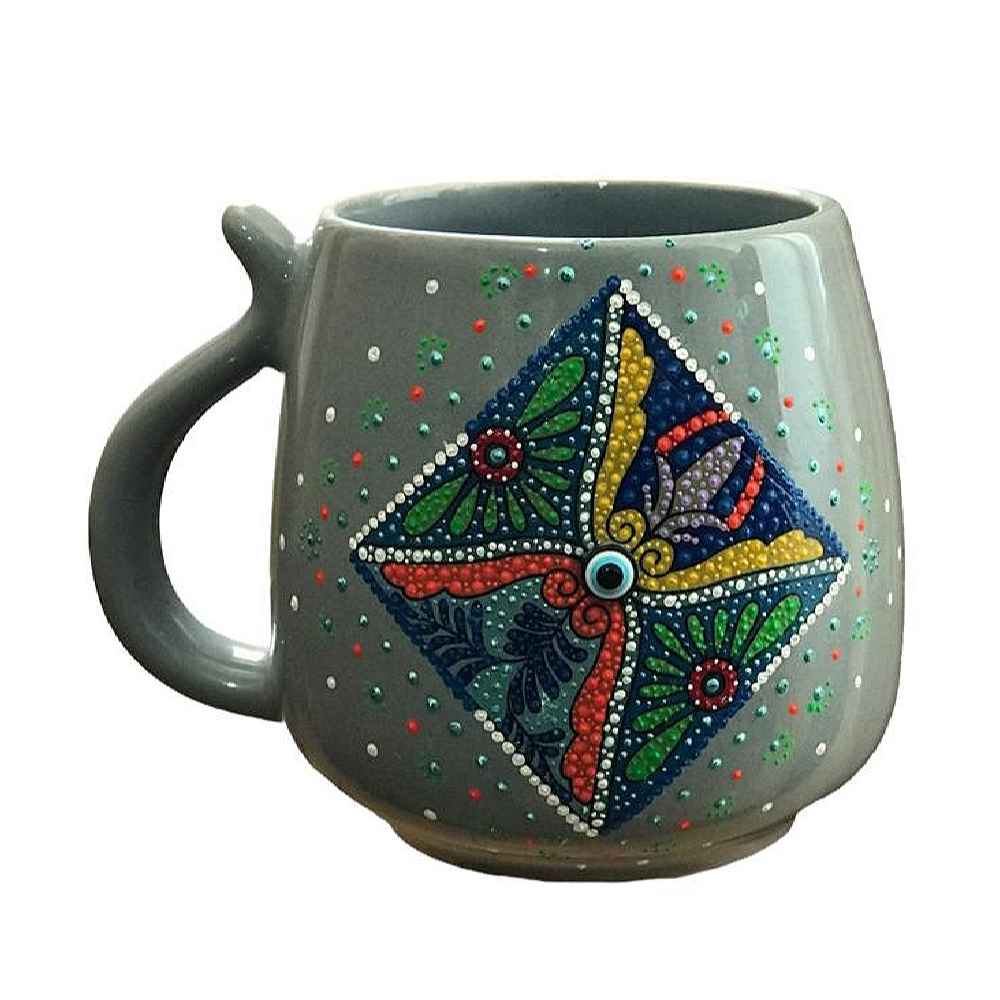 Tasse en céramique artisanale - Motif Dot Art, modèle Tiara