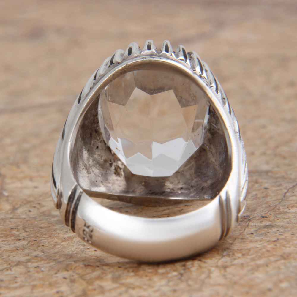 Bague en argent Dur-e Najaf persane pour hommes Élégance Emad