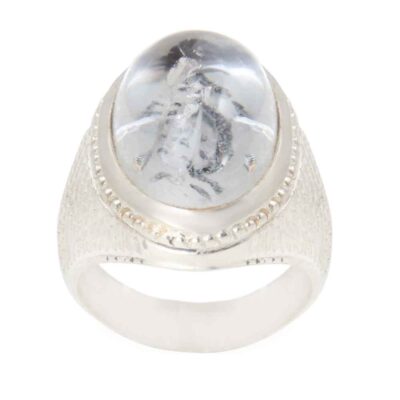 Bague en argent Dur-e Najaf persane pour hommes Élégance Iman