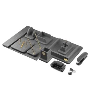Ensemble de bureau en cuir gris – Collection de 14 pièces