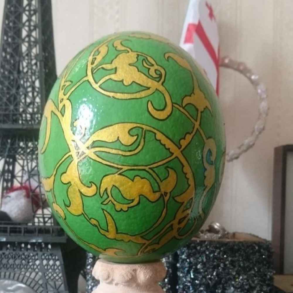 Œuf d'autruche décoratif persan peint à la main – Printemps
