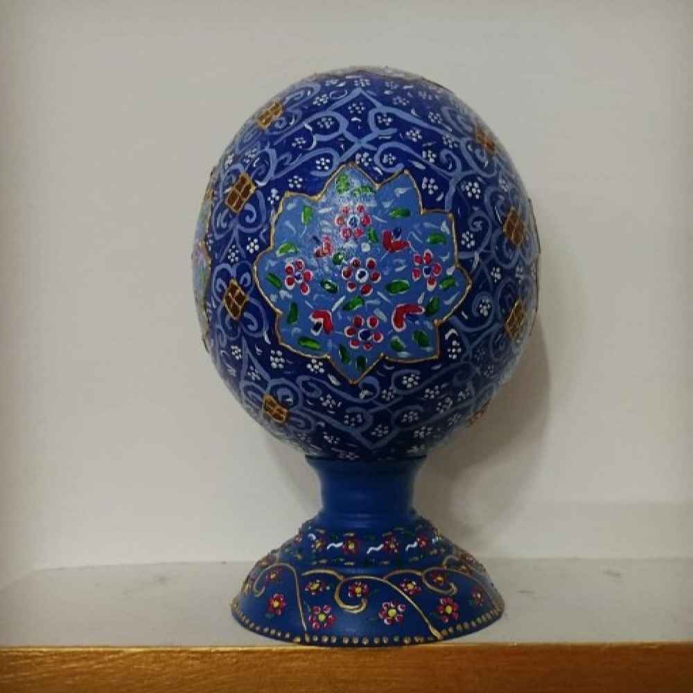 Œuf d'autruche décoratif persan peint à la main – Mina Bleu