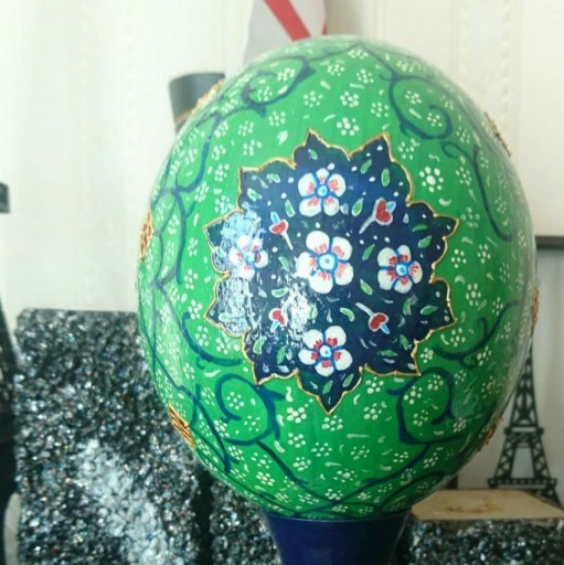 Œuf d'autruche décoratif persan peint à la main – Tazhib