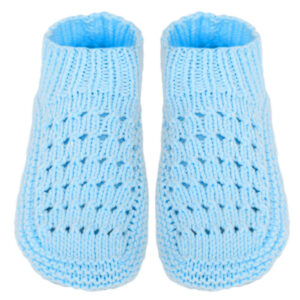 Pantoufles en crochet pour femmes en fibre acrylique tricotée Bleu ciel