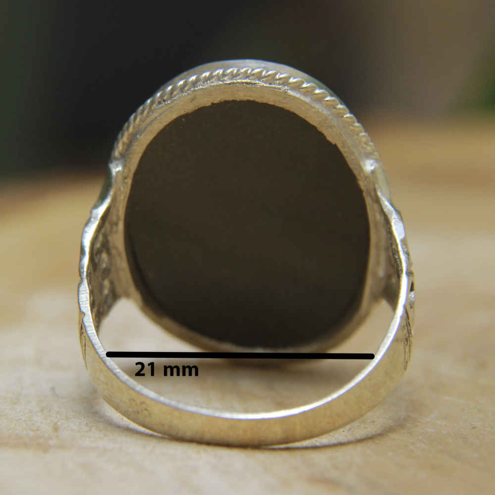 Bague en Argent Hématite Islamique Pierre Précieuse Hadid pour Hommes Asil