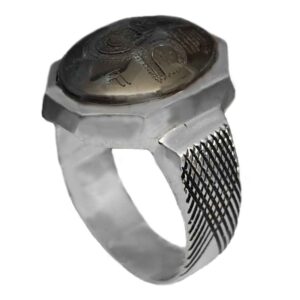 Bague en Argent Hématite Islamique Pierre Précieuse Hadid pour Hommes Hirz