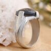Bague en Argent Hématite Islamique Pierre Précieuse Hadid pour Hommes Allah