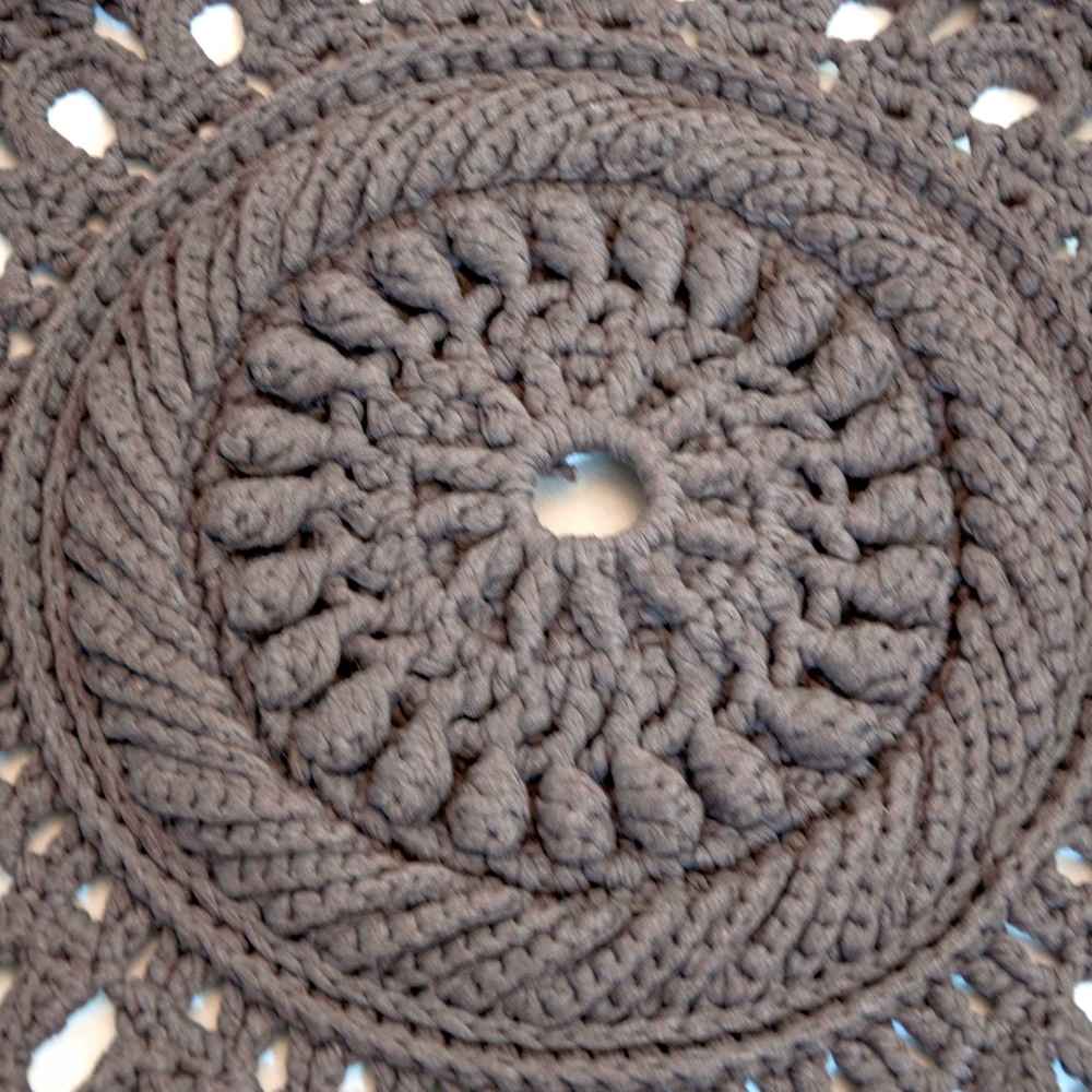 Tapis de sol macramé bohème tissé à la main – Design Fleur de Soleil