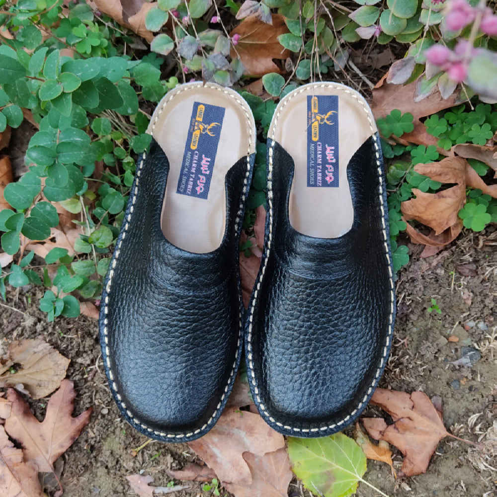 Pantoufles style islamique Nalain en cuir véritable pour hommes