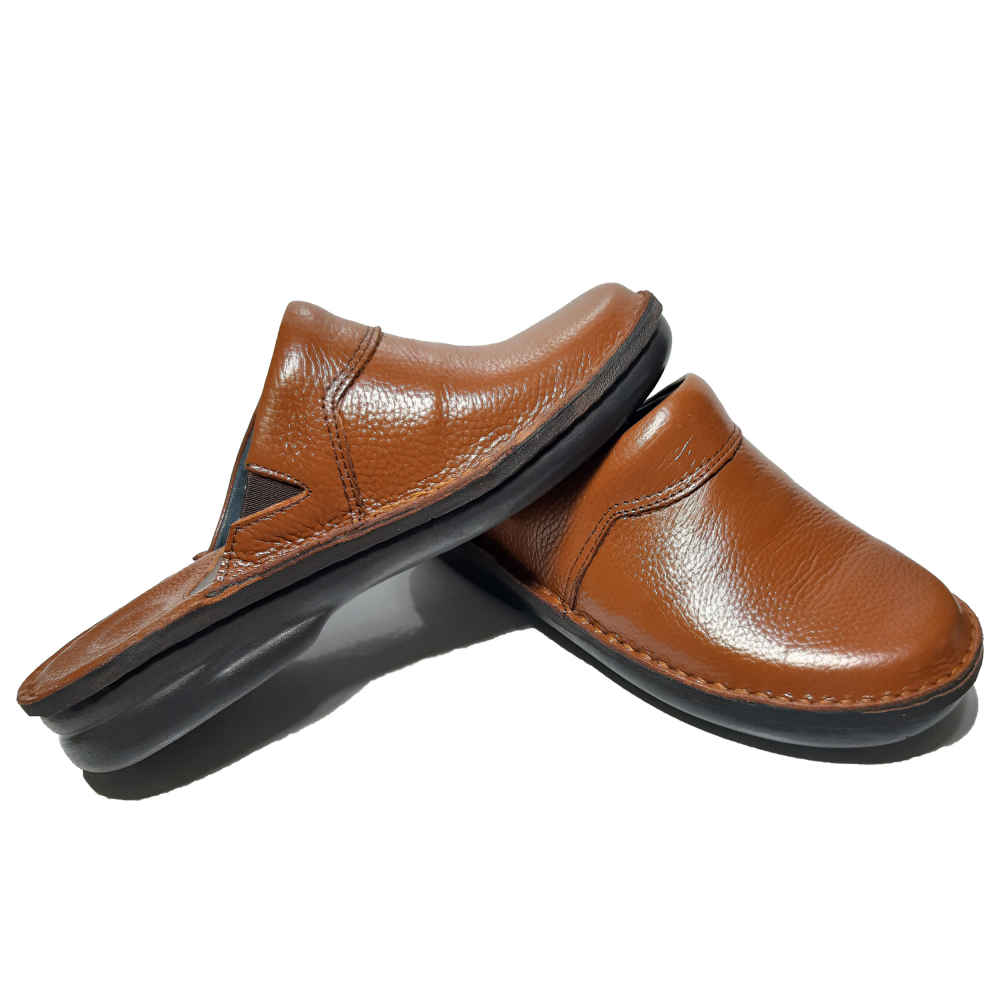 Mules style islamique Nalain en cuir véritable pour hommes Miel