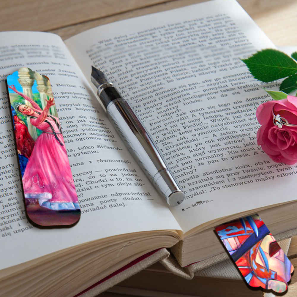 Marque-pages en bois artistique inspiré du style persan – Danse – Lot de 2