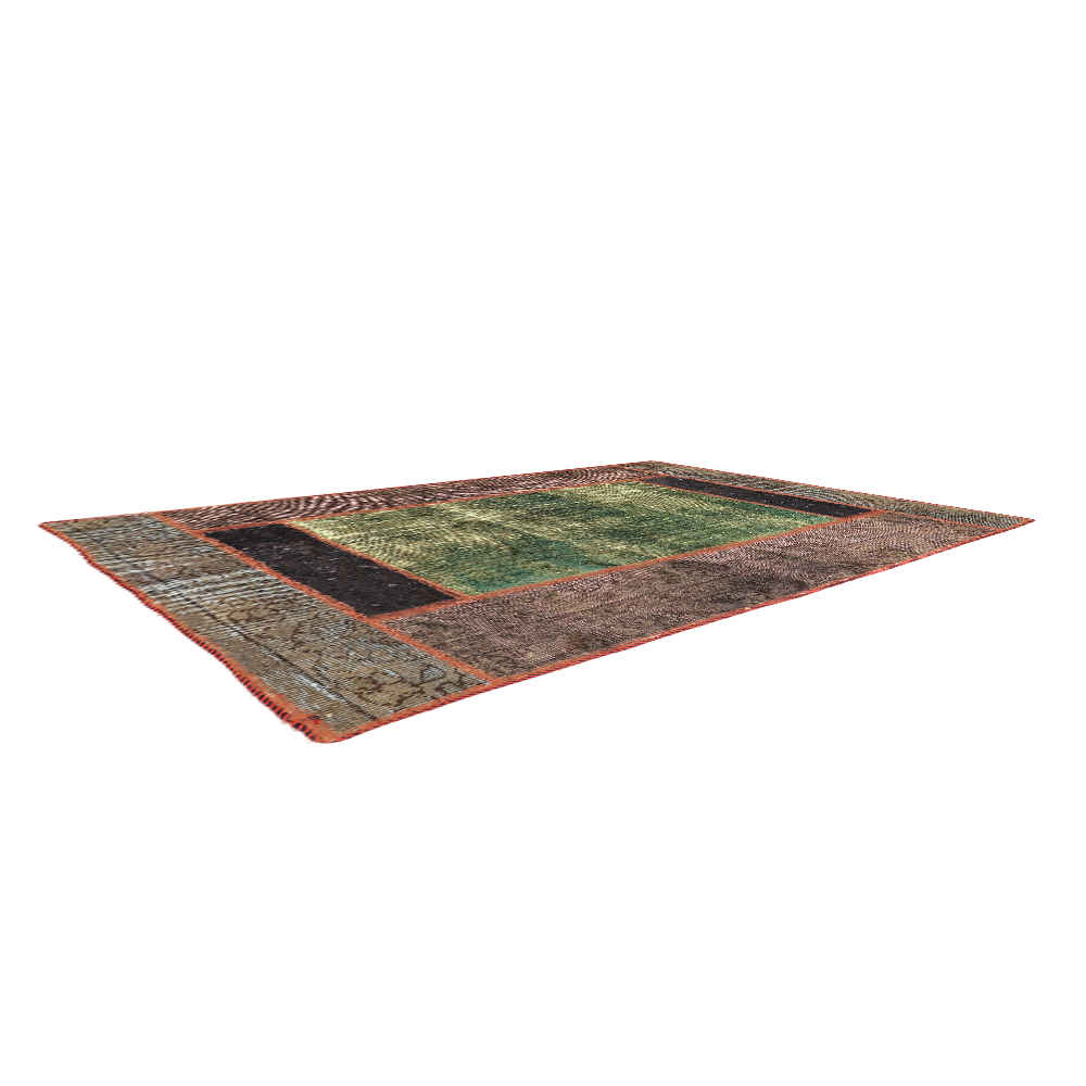 Tapis patchwork noué à la main persan vintage Baran