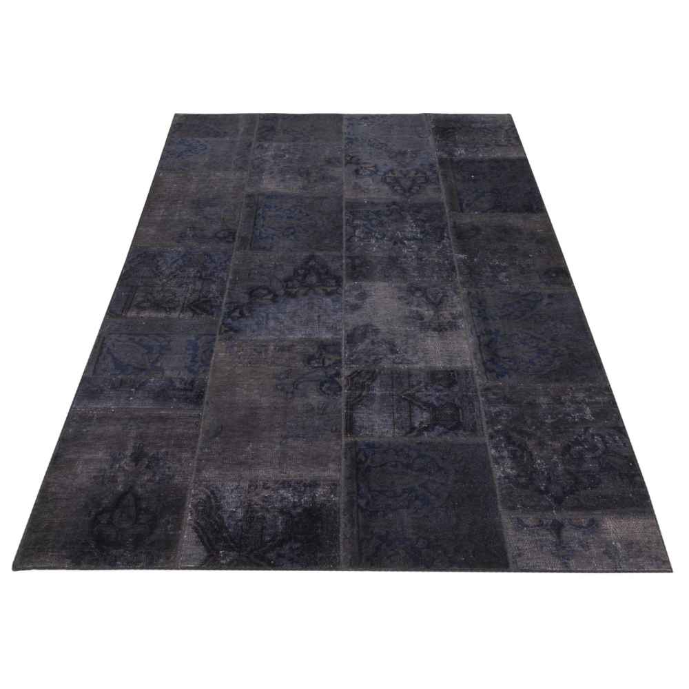 Tapis patchwork noué à la main persan vintage Sombre