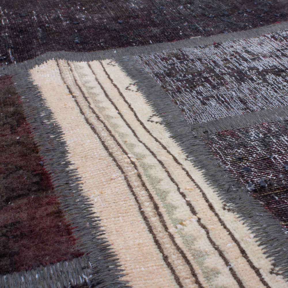 Tapis patchwork noué à la main persan vintage Profond