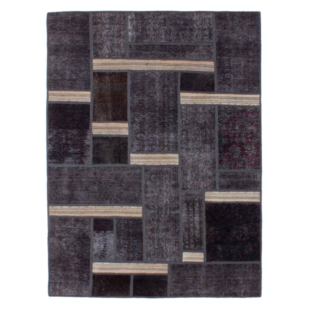 Tapis patchwork noué à la main persan vintage Profond