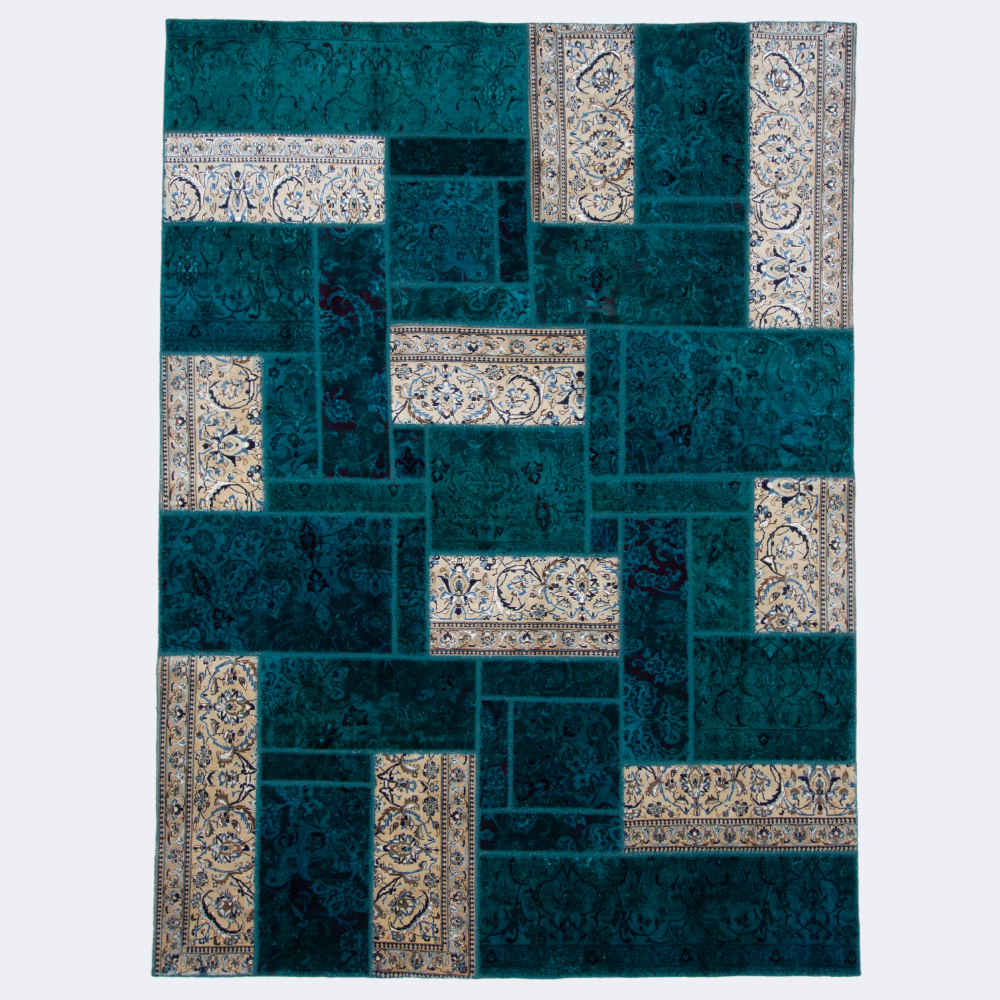 Tapis patchwork noué à la main persan vintage Naein