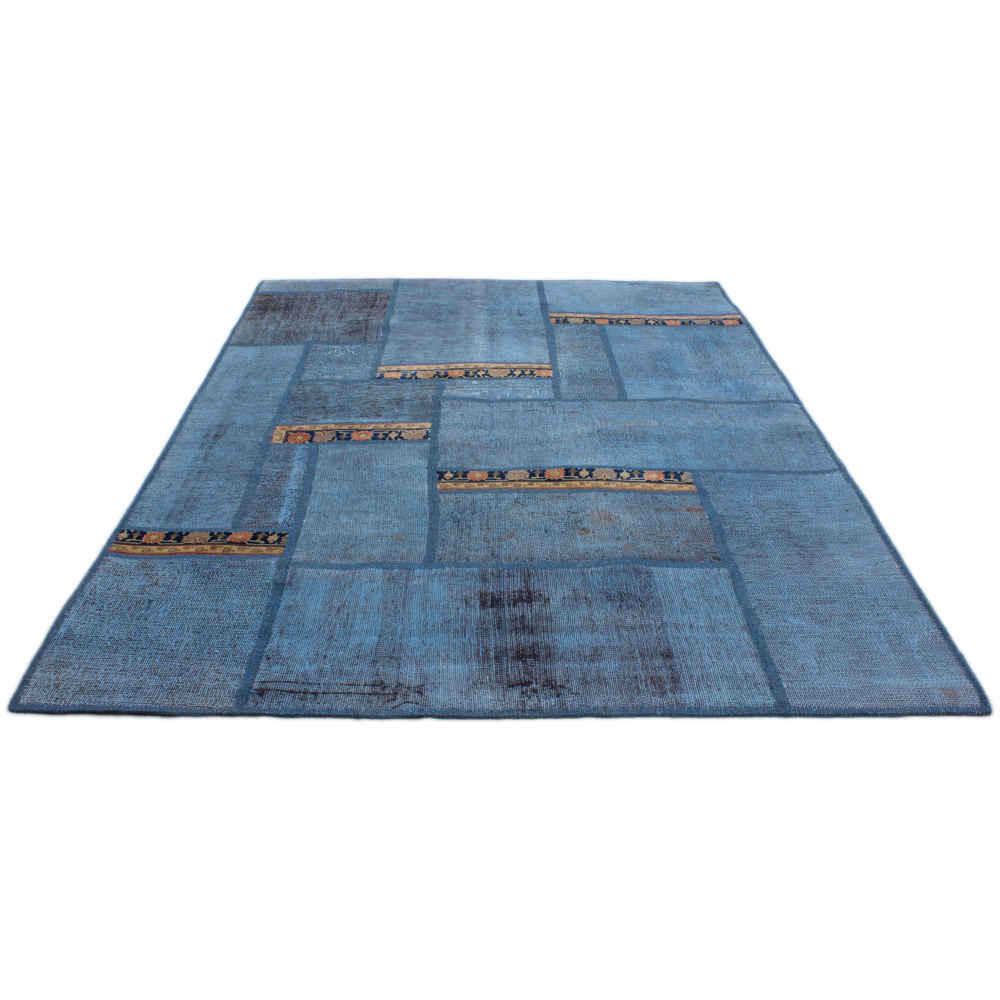 Tapis patchwork noué à la main persan Océan