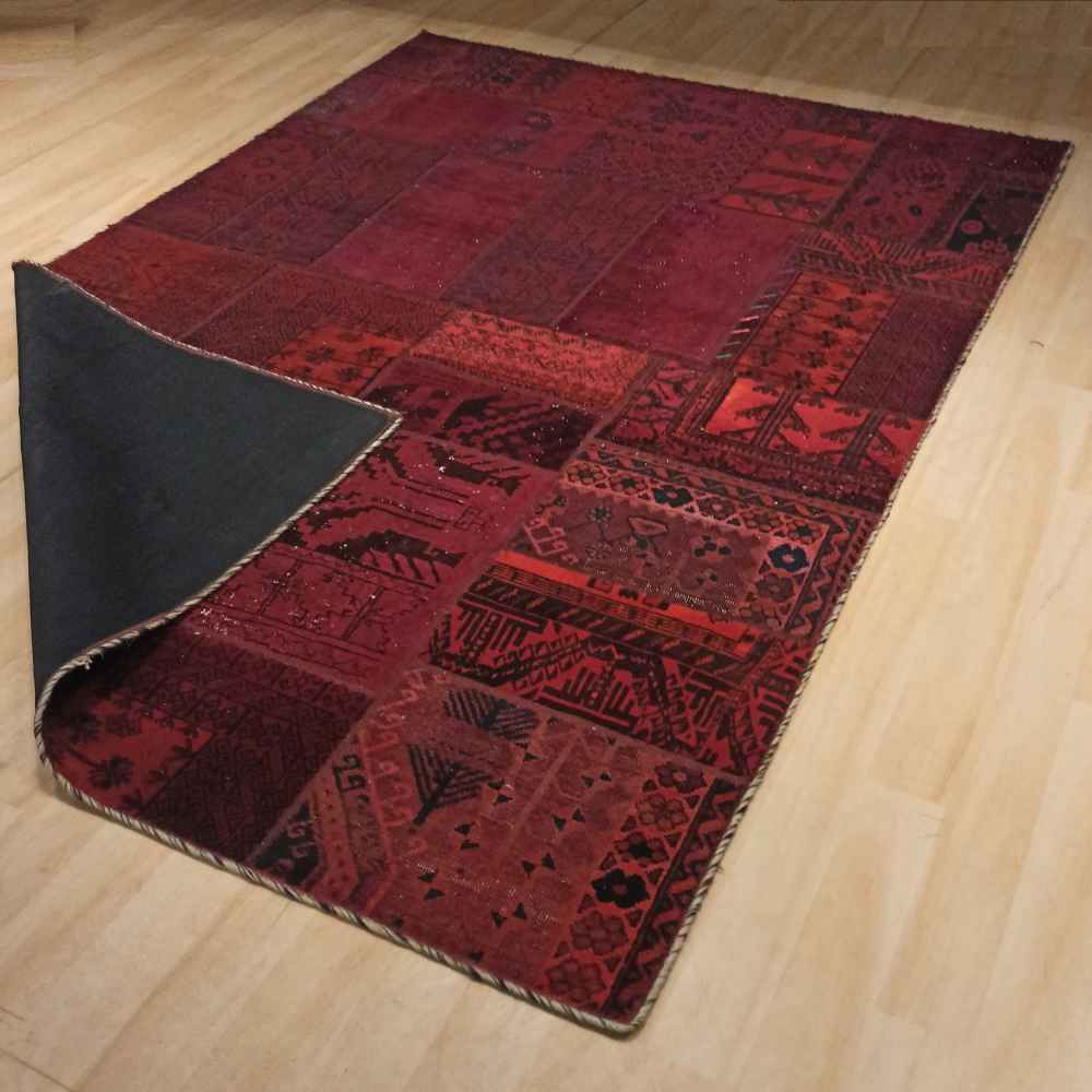 Tapis patchwork noué à la main persan vintage Yaghoot