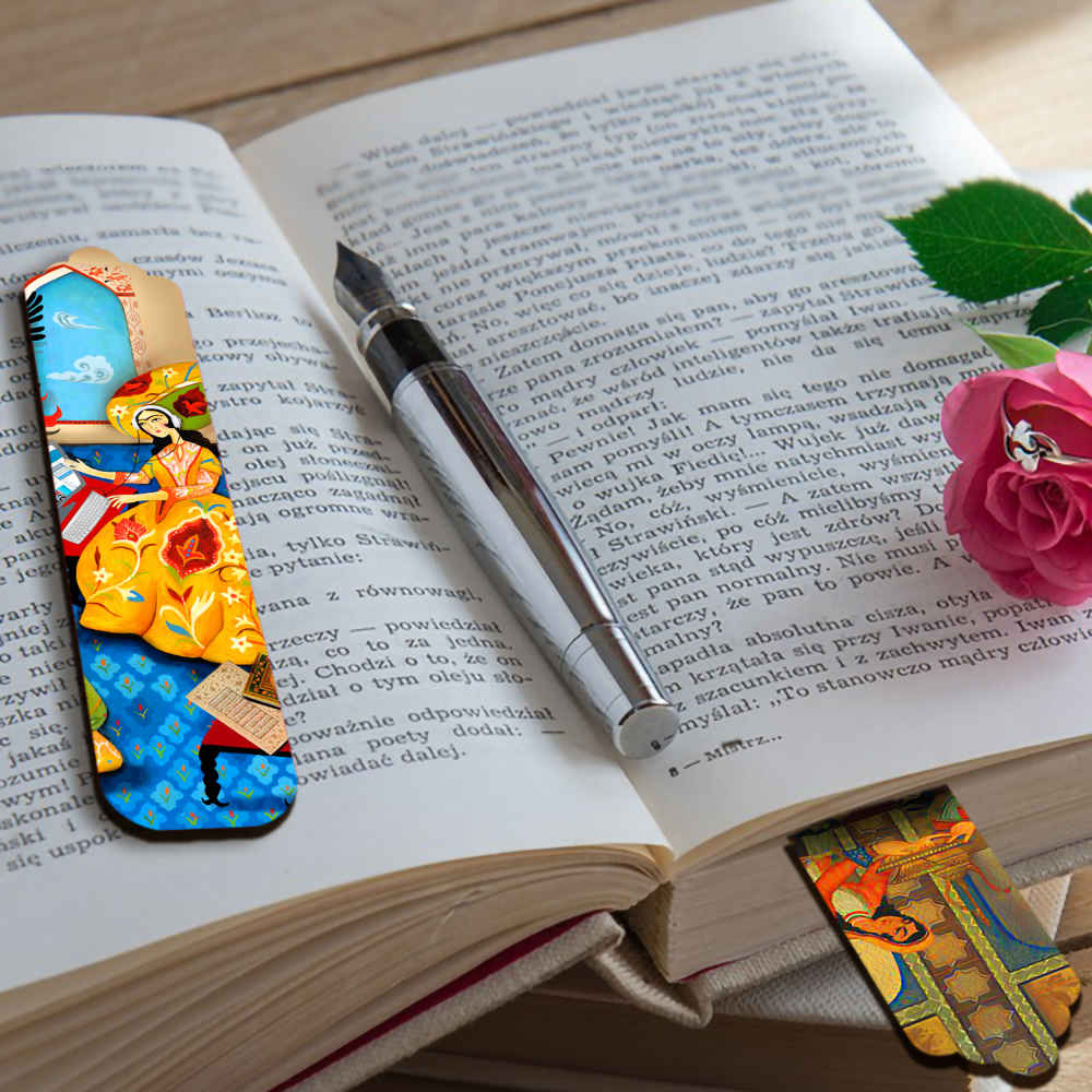 Marque-pages en bois artistique inspiré du style persan – Banoo – Lot de 2