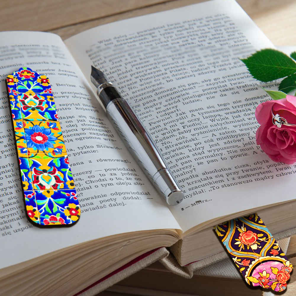 Marque-pages en bois artistique inspiré du style persan – Mosaïque – Lot de 2