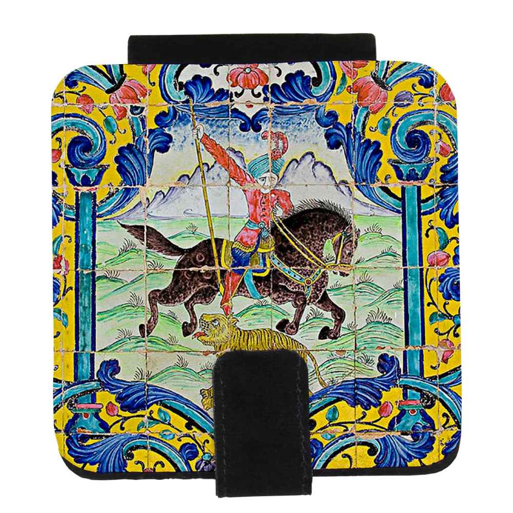 Miroir de poche avec motif de cheval inspiré de la Perse