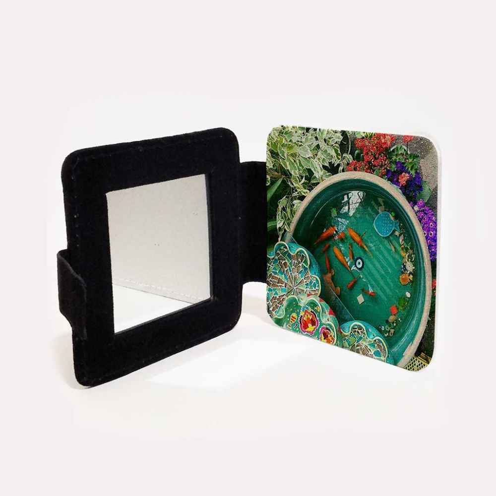 Miroir de poche avec motif Houz inspiré de la Perse