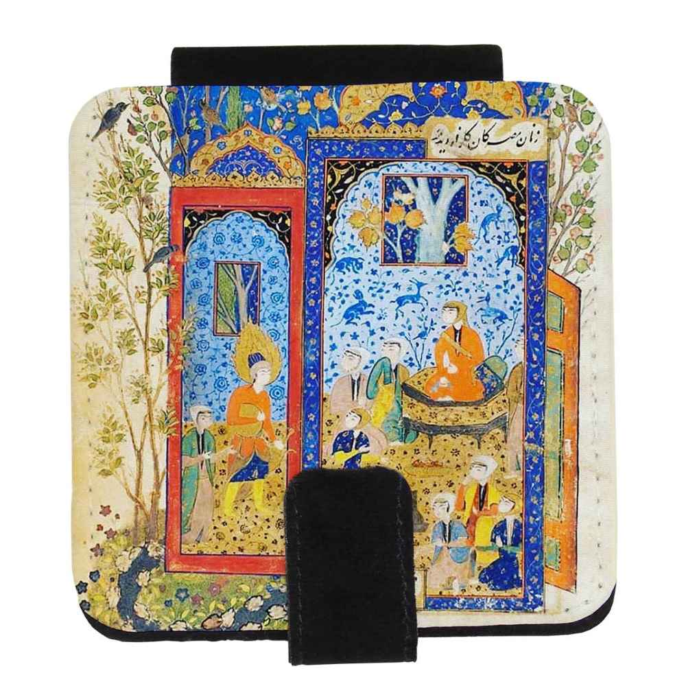 Miroir de poche avec art miniature inspiré de la Perse