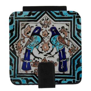 Miroir de poche avec design de pigeons inspiré de la Perse