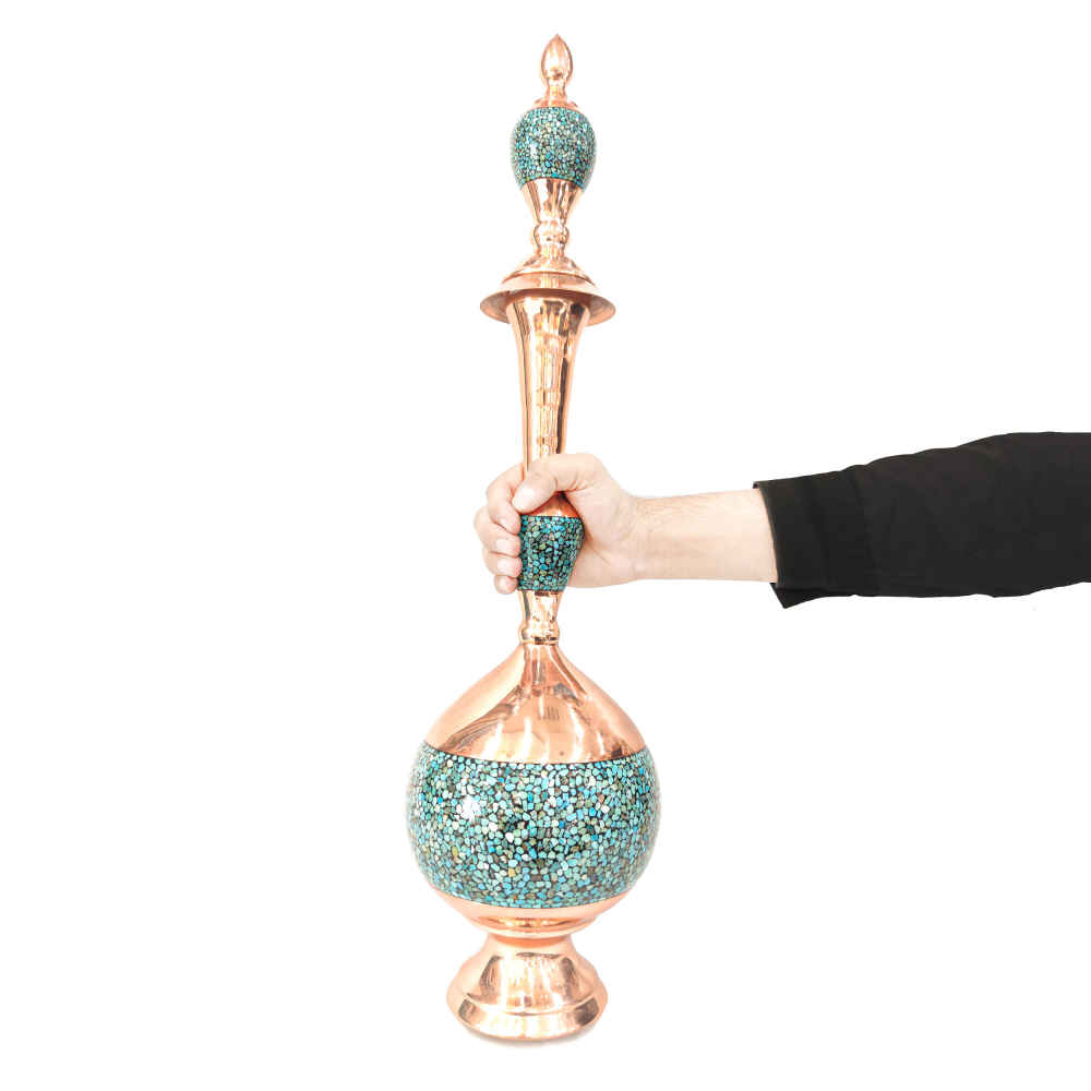 Bouteille décorative en cuivre – Artisanat persan avec incrustation de turquoise Ocean