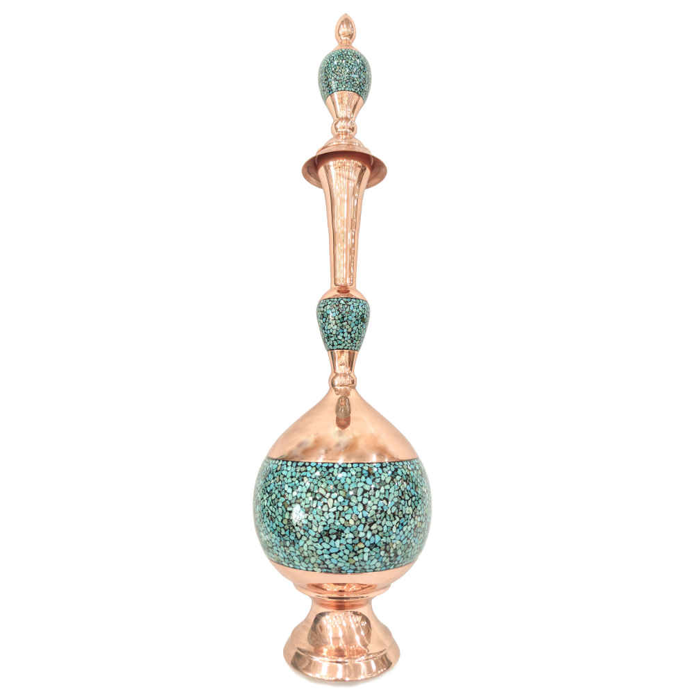 Bouteille décorative en cuivre - Artisanat persan avec incrustation de turquoise Ocean