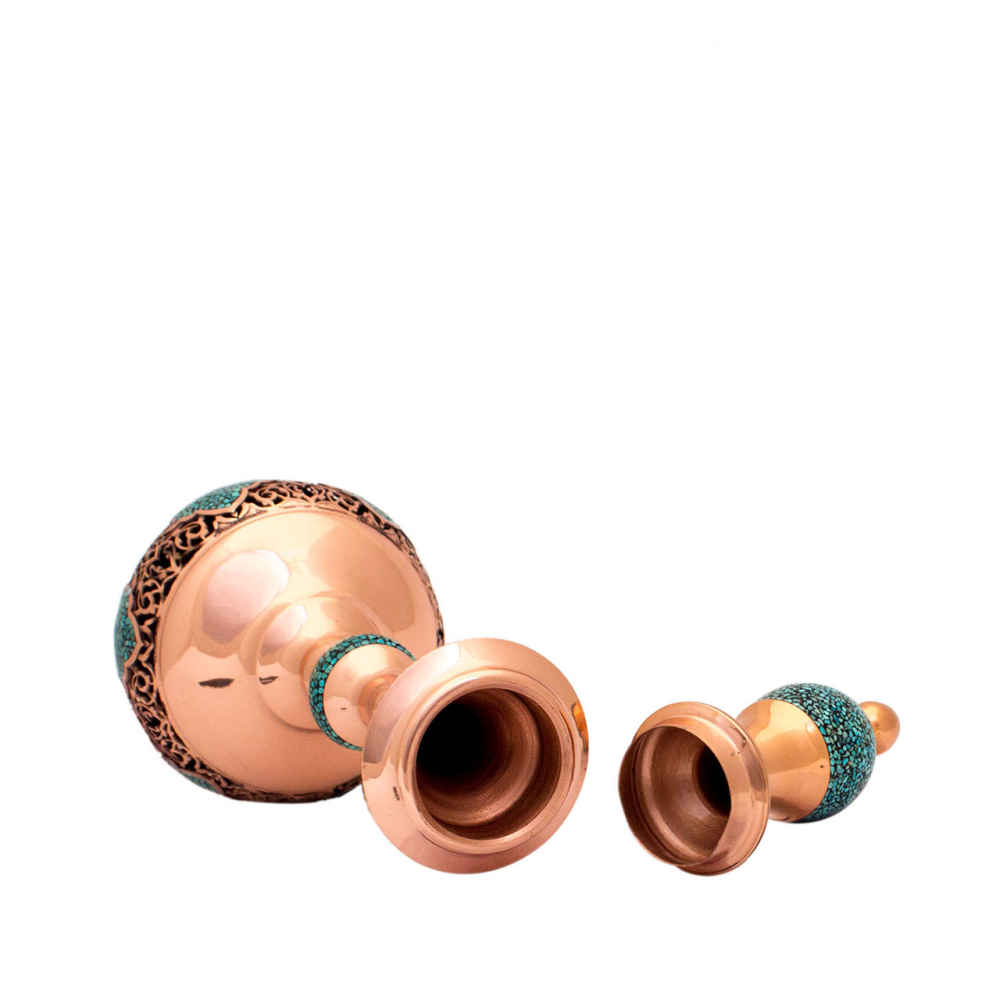 Bouteille décorative en cuivre – Artisanat persan avec incrustation de turquoise Royal